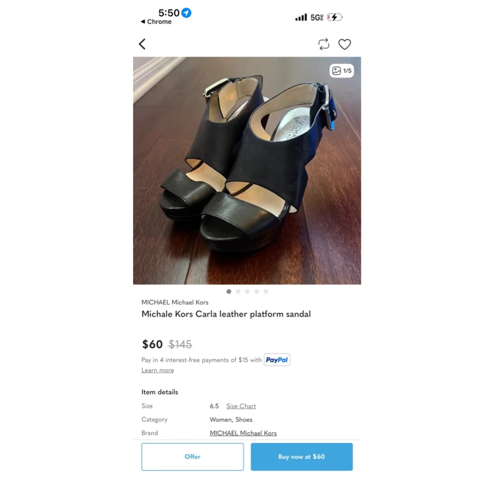 MICHAEL MICHAEL KORS | Black Carla Leather Platform Sandals Size 10